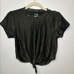 VYB Vicious Young Babes Shimmer Black Swim Crop Tie-Front T-Shirt